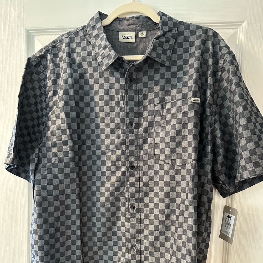 Vans black/grey classic check short sleeve button XL shirt - NWT